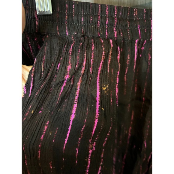 Free People harem Pants Women's Black 100% Rayon Striped High Rise Drawstring - Picture 13 of 16